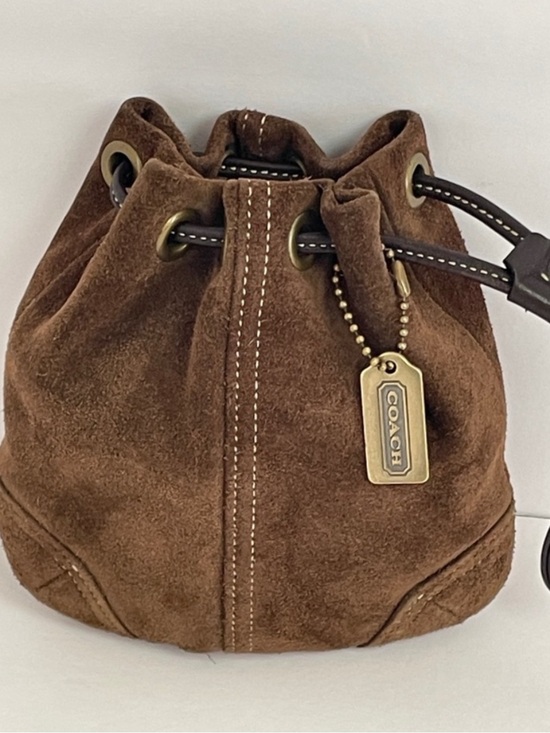 Coach Handbags - Vintage Coach Suede Drawstring Wristlet with Gold Hang Tag. Retired Style